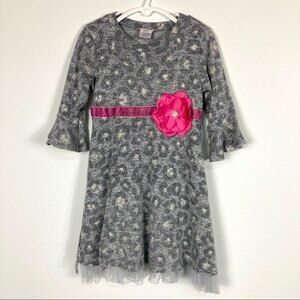 Youngland Girl's Gray & Pink Sparkly Dress Size 4
